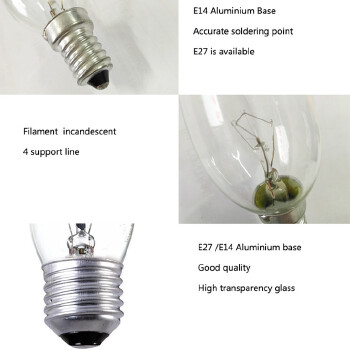 Warm Yellow color C35 110v 220v 40w 60w E14 E27 Glass Shell Clear Luminaire Incandescent candle Bulb